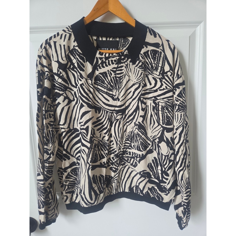Bitte Kai Rand Shirt M Black Cream Abstract Print Art To Wear Scandinavian